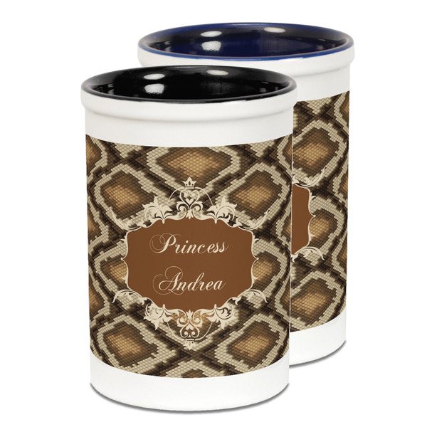 Custom Snake Skin Ceramic Pencil Holder - Large