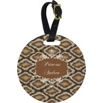 Snake Skin Plastic Luggage Tag - Round (Personalized)