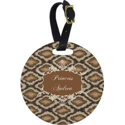 Snake Skin Plastic Luggage Tag - Round (Personalized)
