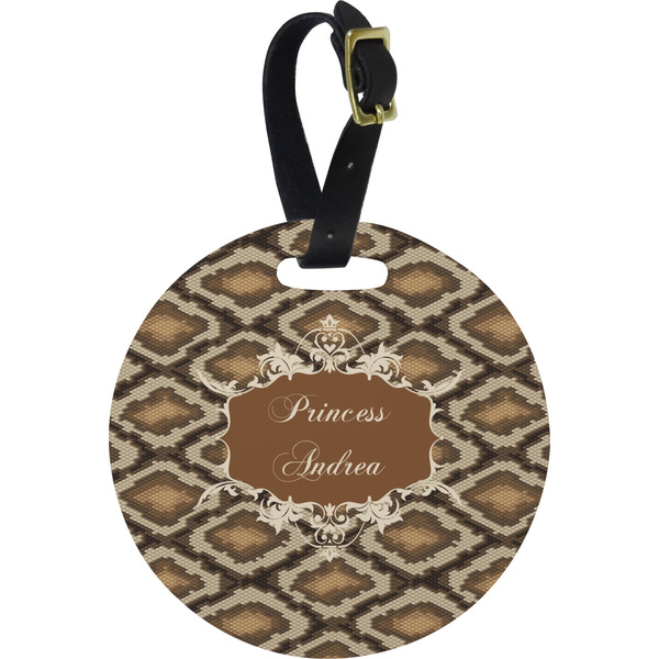 Custom Snake Skin Plastic Luggage Tag - Round (Personalized)