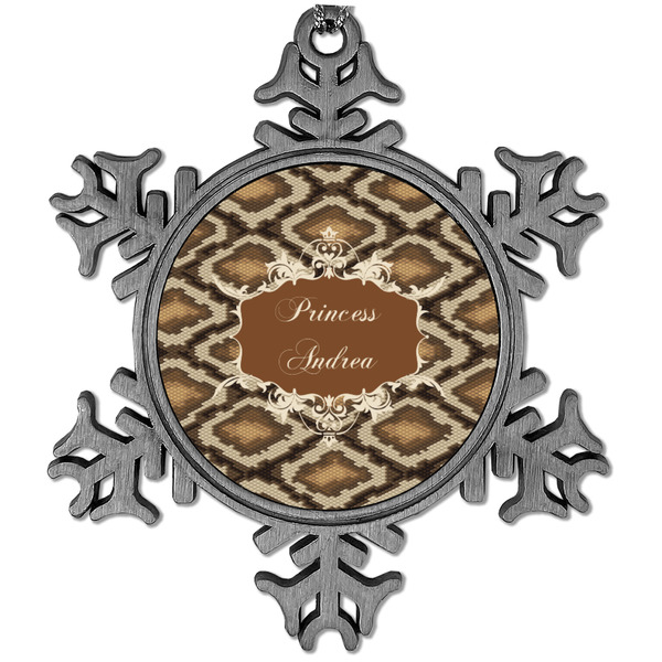 Custom Snake Skin Vintage Snowflake Ornament (Personalized)