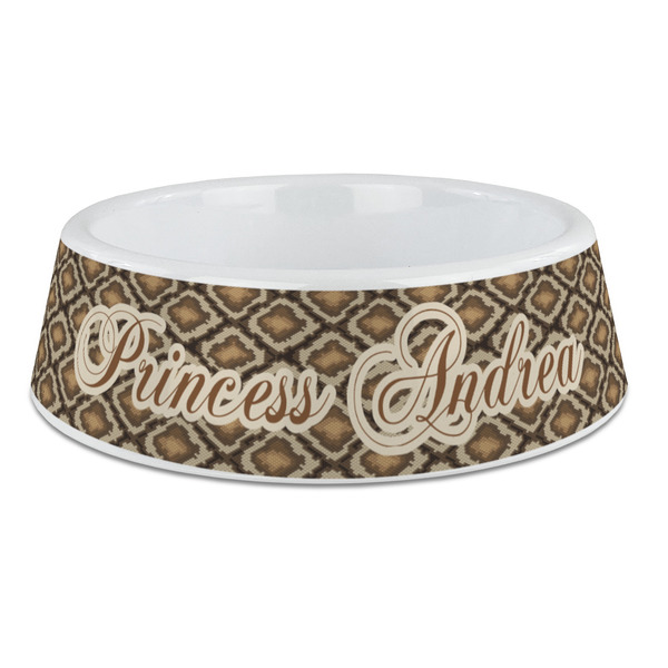 Custom Snake Skin Plastic Dog Bowl - Large (Personalized)