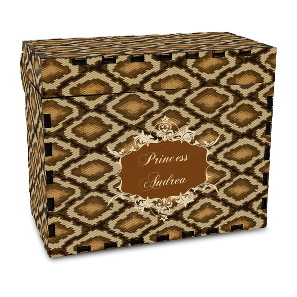 Custom Snake Skin Wood Recipe Box - Full Color Print (Personalized)