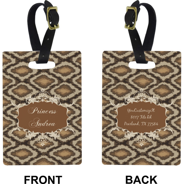 Snake Skin Rectangle Luggage Tag (Front + Back)