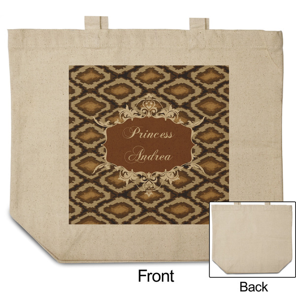 Snake Skin Reusable Cotton Grocery Bag - Front & Back View