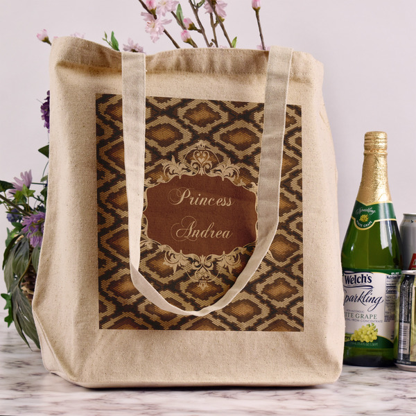 Snake Skin Reusable Cotton Grocery Bag - In Context