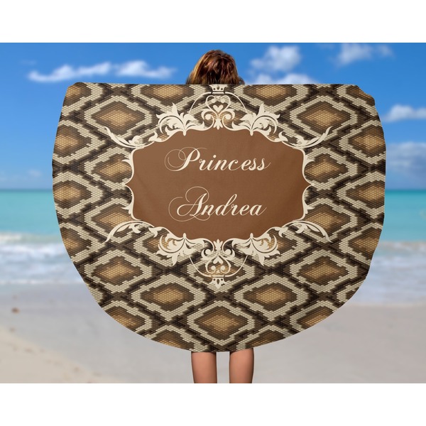 Snake Skin Round Beach Towel - In Use