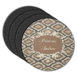 Snake Skin Round Rubber Backed Coasters - Set of 4 (Personalized)