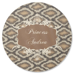 Snake Skin Round Rubber Backed Coaster (Personalized)