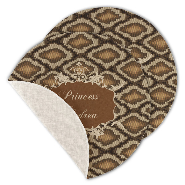 Custom Snake Skin Round Linen Placemat - Single Sided - Set of 4 (Personalized)