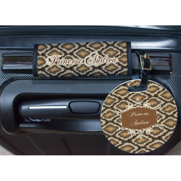 Snake Skin Round Luggage Tag & Handle Wrap - In Context