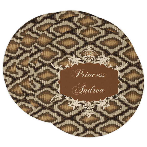 Custom Snake Skin Round Paper Coasters w/ Name or Text