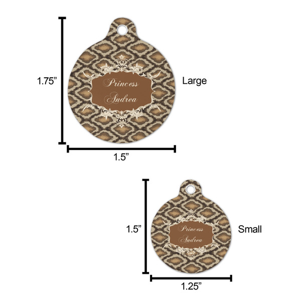 Snake Skin Round Pet ID Tag - Large - Comparison Scale
