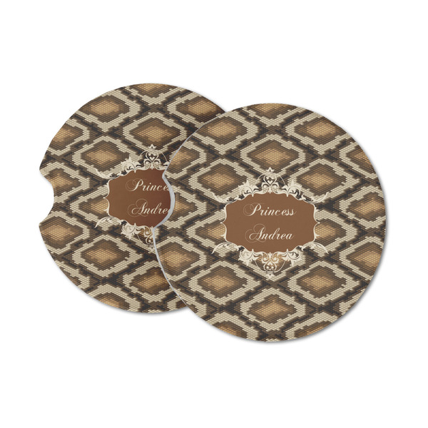 Custom Snake Skin Sandstone Car Coasters - Set of 2 (Personalized)