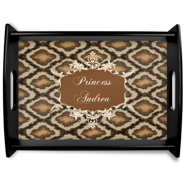 Custom Snake Skin Black Wooden Tray - Large (Personalized)