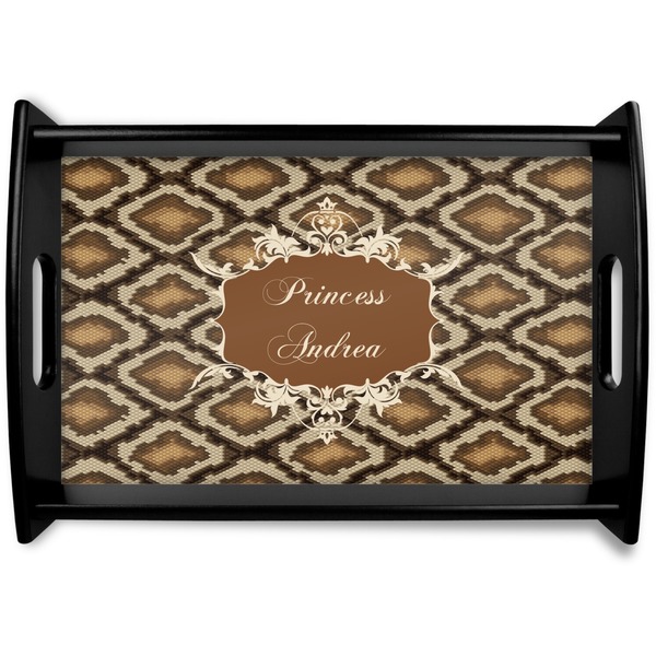 Custom Snake Skin Black Wooden Tray - Small (Personalized)