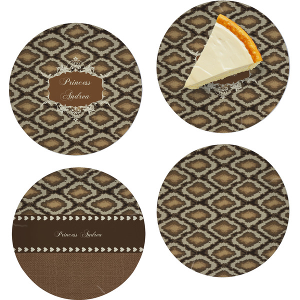 Custom Snake Skin Set of 4 Glass Appetizer / Dessert Plate 8" (Personalized)