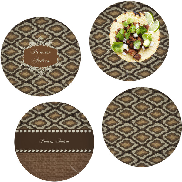 Custom Snake Skin Set of 4 Glass Lunch / Dinner Plate 10" (Personalized)