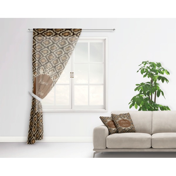 Snake Skin Sheer Curtain With Window and Rod - in Room Matching Pillow