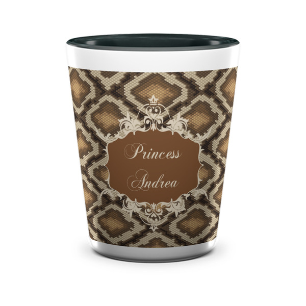 Custom Snake Skin Ceramic Shot Glass - 1.5 oz - Two Tone - Set of 4 (Personalized)