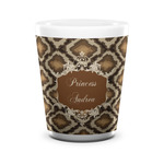Snake Skin Ceramic Shot Glass - 1.5 oz - White - Set of 4 (Personalized)