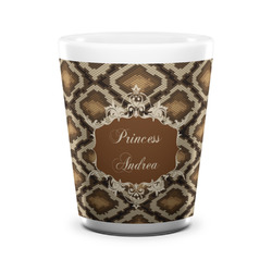 Snake Skin Ceramic Shot Glass - 1.5 oz - White - Set of 4 (Personalized)