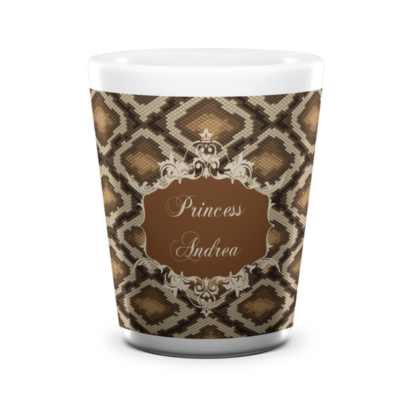 Custom Snake Skin Ceramic Shot Glass - 1.5 oz - White - Set of 4 (Personalized)