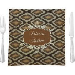 Snake Skin 9.5" Glass Square Lunch / Dinner Plate- Single or Set of 4 (Personalized)