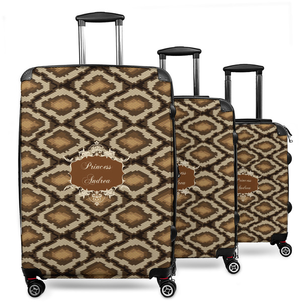 Custom Snake Skin 3 Piece Luggage Set - 20" Carry On, 24" Medium Checked, 28" Large Checked (Personalized)