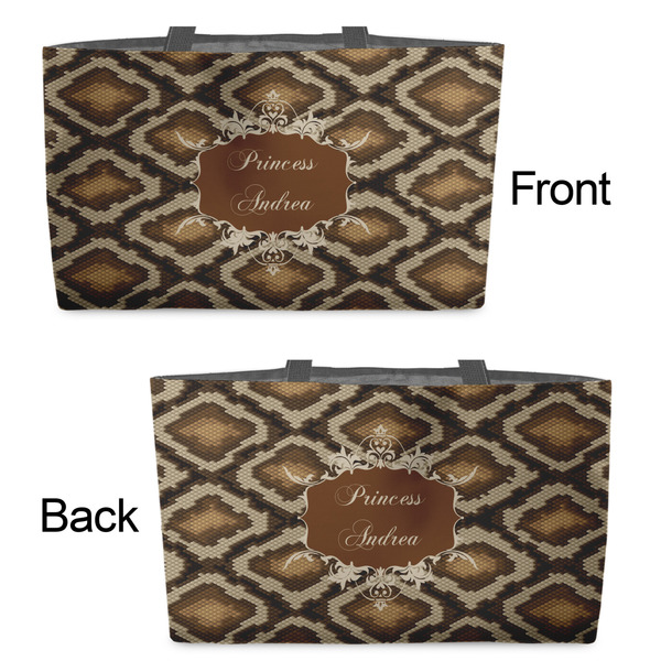 Snake Skin Tote w/Black Handles - Front & Back Views