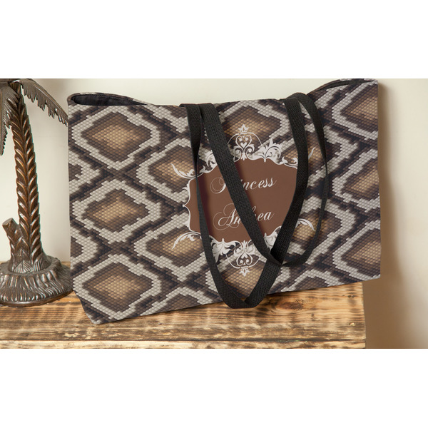 Snake Skin Tote w/Black Handles - Lifestyle View