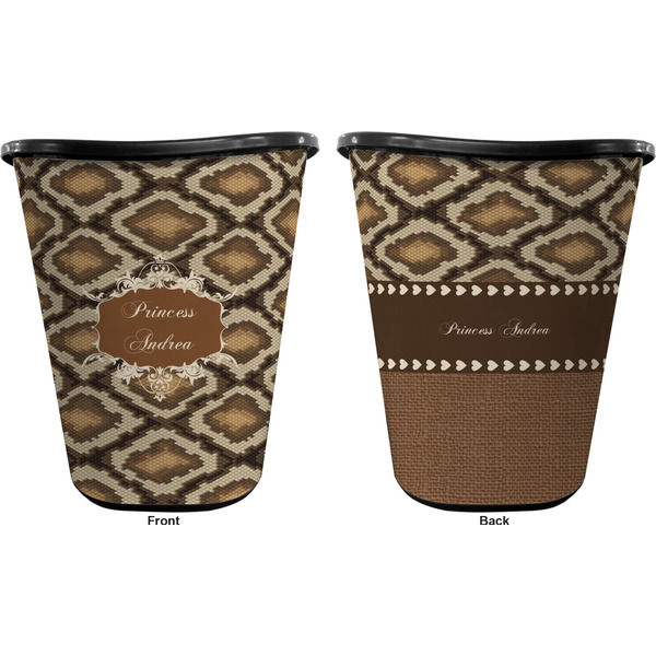 Snake Skin Trash Can Black - Front and Back - Apvl