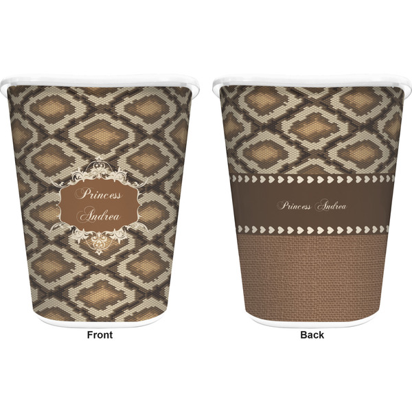 Snake Skin Trash Can White - Front and Back - Apvl