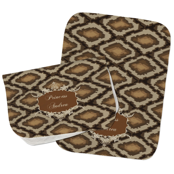 Snake Skin Two Rectangle Burp Cloths - Open & Folded