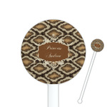 Snake Skin 5.5" Round Plastic Stir Sticks - White - Double Sided (Personalized)
