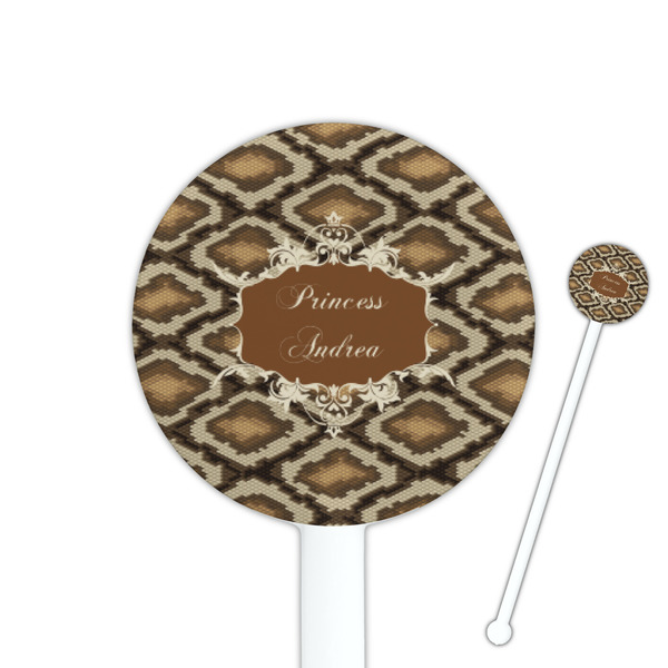Custom Snake Skin 5.5" Round Plastic Stir Sticks - White - Single Sided (Personalized)