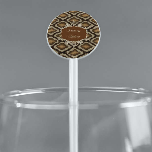 Snake Skin White Plastic 5.5" Stir Stick - Round - Main