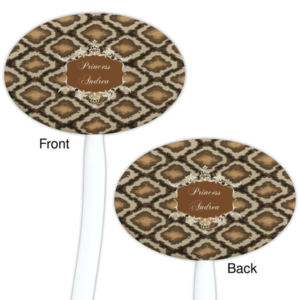 Snake Skin White Plastic 7" Stir Stick - Double Sided - Oval - Front & Back
