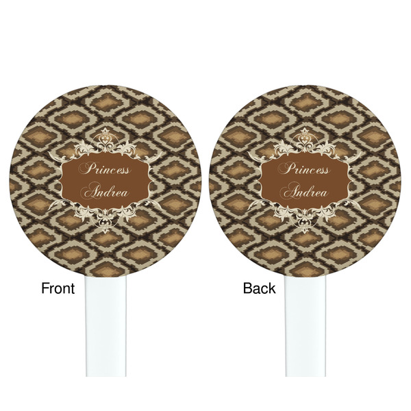 Snake Skin White Plastic 7" Stir Stick - Double Sided - Round - Front & Back