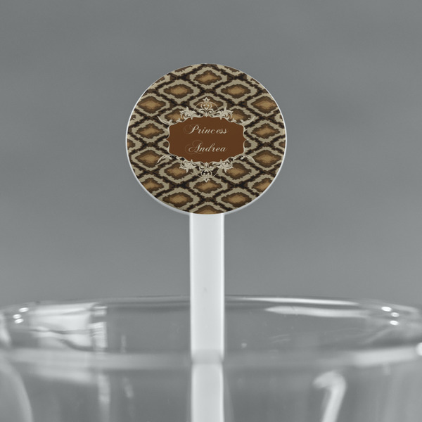 Snake Skin White Plastic 7" Stir Stick - Round - Main