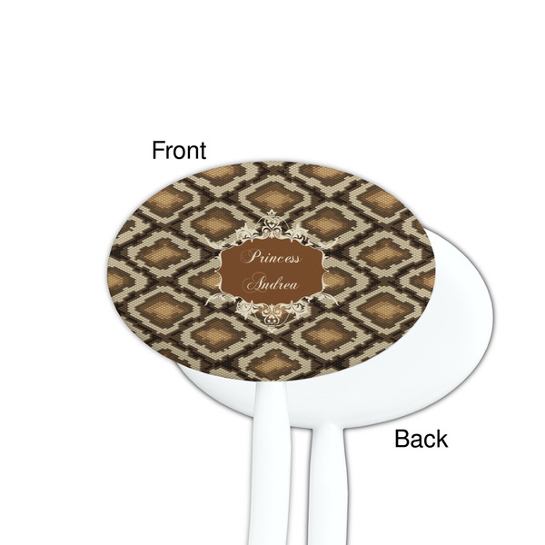 Snake Skin White Plastic 7" Stir Stick - Single Sided - Oval - Front & Back