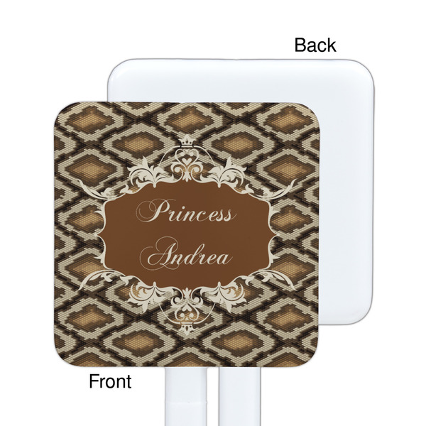 Snake Skin White Plastic Stir Stick - Single Sided - Square - Approval