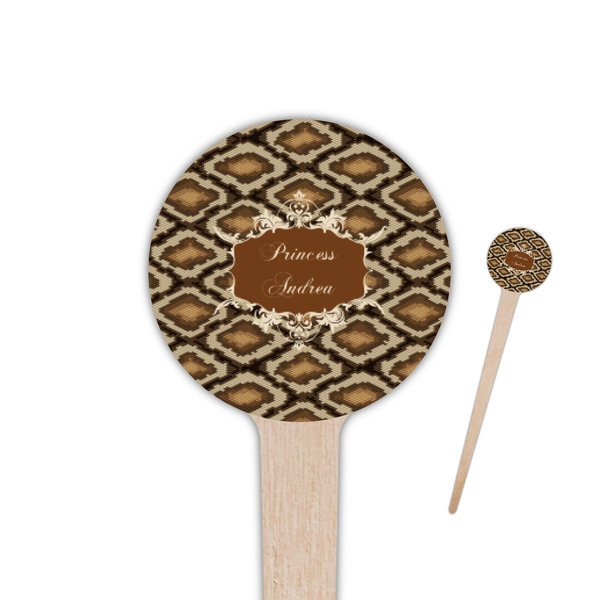 Custom Snake Skin 4" Round Wooden Food Picks - Single Sided (Personalized)