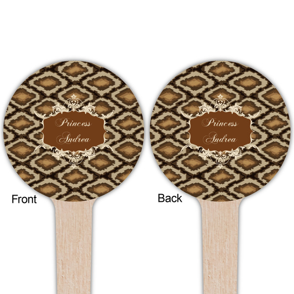 Snake Skin Wooden 4" Food Pick - Round - Double Sided - Front & Back