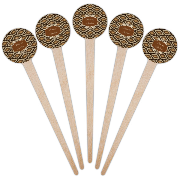 Snake Skin Wooden 4" Food Pick - Round - Fan View