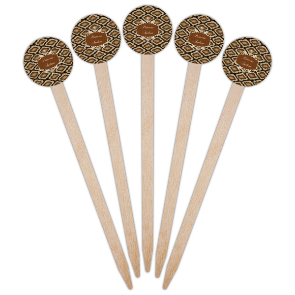 Snake Skin Wooden 6" Food Pick - Round - Fan View