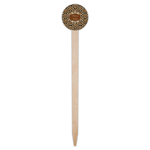 Snake Skin Wooden 6" Food Pick - Round - Single Pick