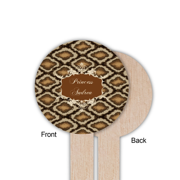 Snake Skin Wooden 6" Food Pick - Round - Single Sided - Front & Back