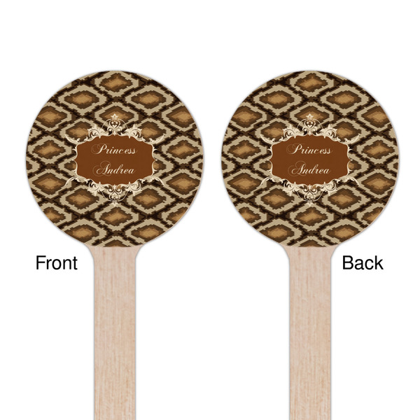 Snake Skin Wooden 6" Stir Stick - Round - Double Sided - Front & Back