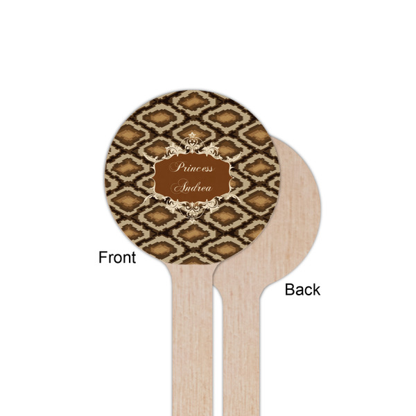 Snake Skin Wooden 6" Stir Stick - Round - Single Sided - Front & Back